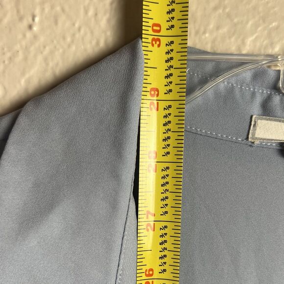 Pleione Sz XL Collared V-Neck Short Sleeve Chiffon Blouse Cornflower Blue - Picture 6 of 8